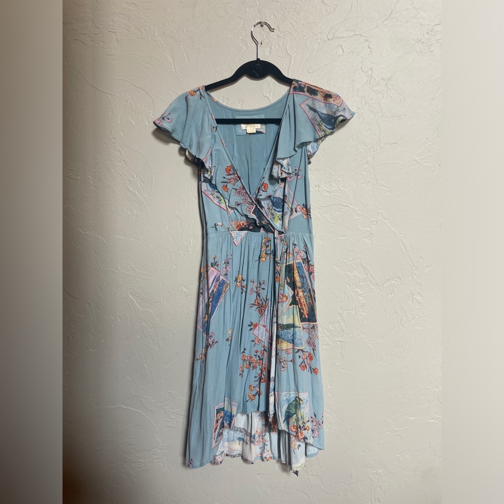 Anthropology Maeve Blue Wrap Dress